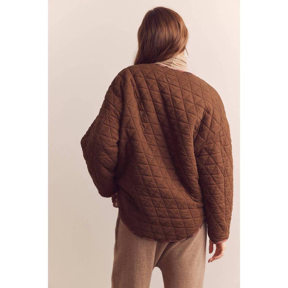 NEW AMENTE sherpa reversible coat in brown/oatmeal - Picture 9 of 9